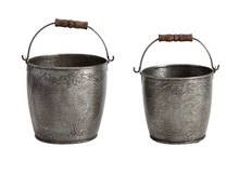 Load image into Gallery viewer, PRE ORDER || SET/2 HANDCRAFTED NESTED VINTAGE BUCKET PLANTERS 17×18/15X17CM
