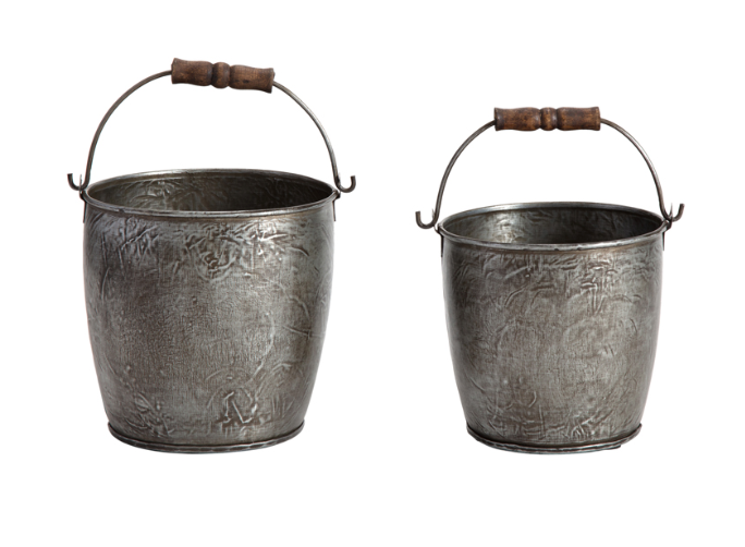 PRE ORDER || SET/2 HANDCRAFTED NESTED VINTAGE BUCKET PLANTERS 17×18/15X17CM