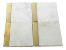 Load image into Gallery viewer, S4 STRIPPE MARBLE AND BRASS COASTER
