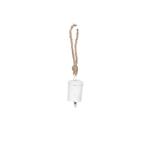 Mini Single White Gloss Bell with Jute String