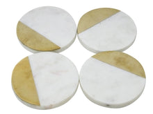 Load image into Gallery viewer, S4 CRESENT MARBLE &amp; BRASS COASTER
