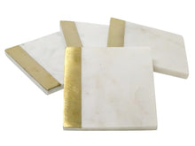 Load image into Gallery viewer, S4 STRIPPE MARBLE AND BRASS COASTER
