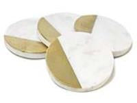 Load image into Gallery viewer, S4 CRESENT MARBLE &amp; BRASS COASTER
