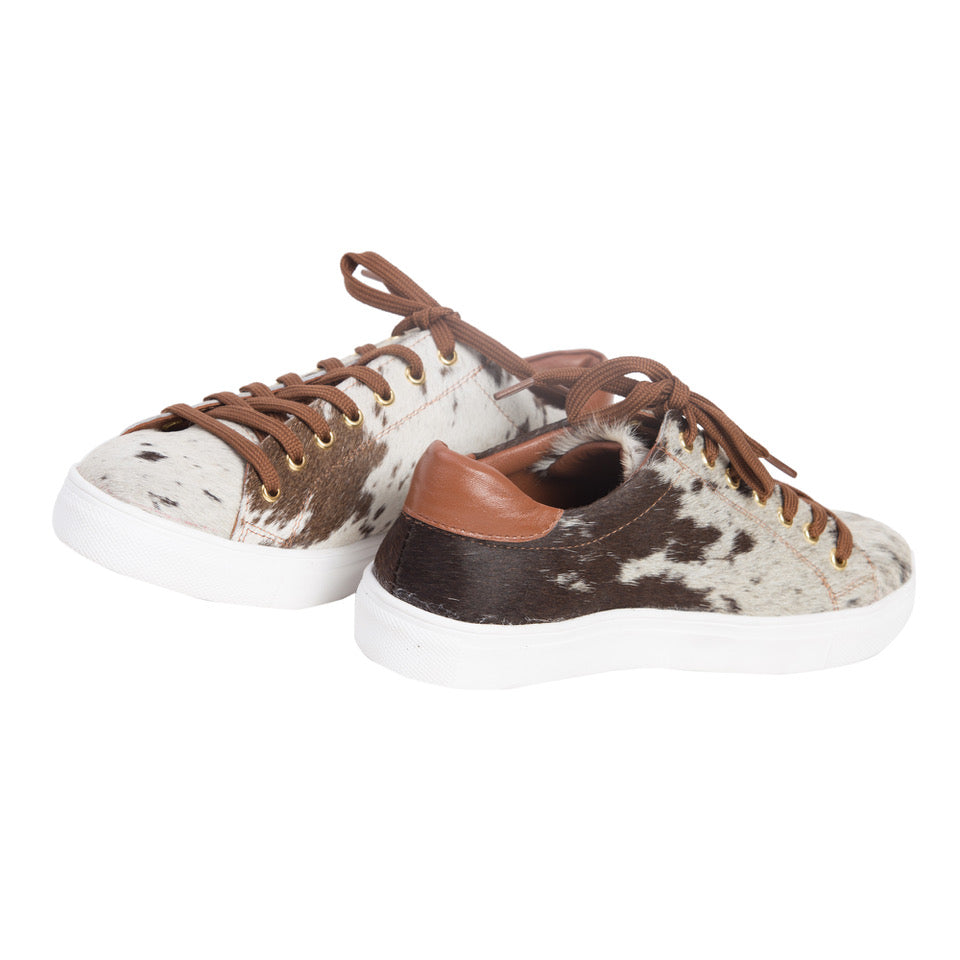 Cow Hide Lace Up Sneakers