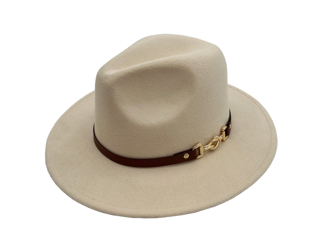 Ivory Wool Blend Fedora Hat